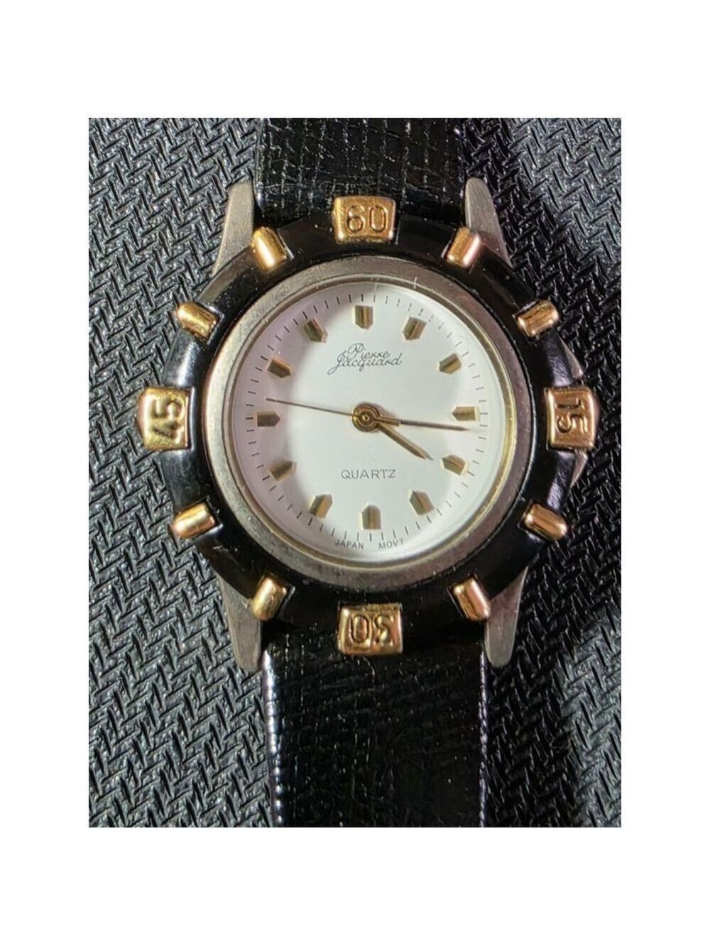Women's Pierre Jacquard Quartz Watch Black Gold One Size